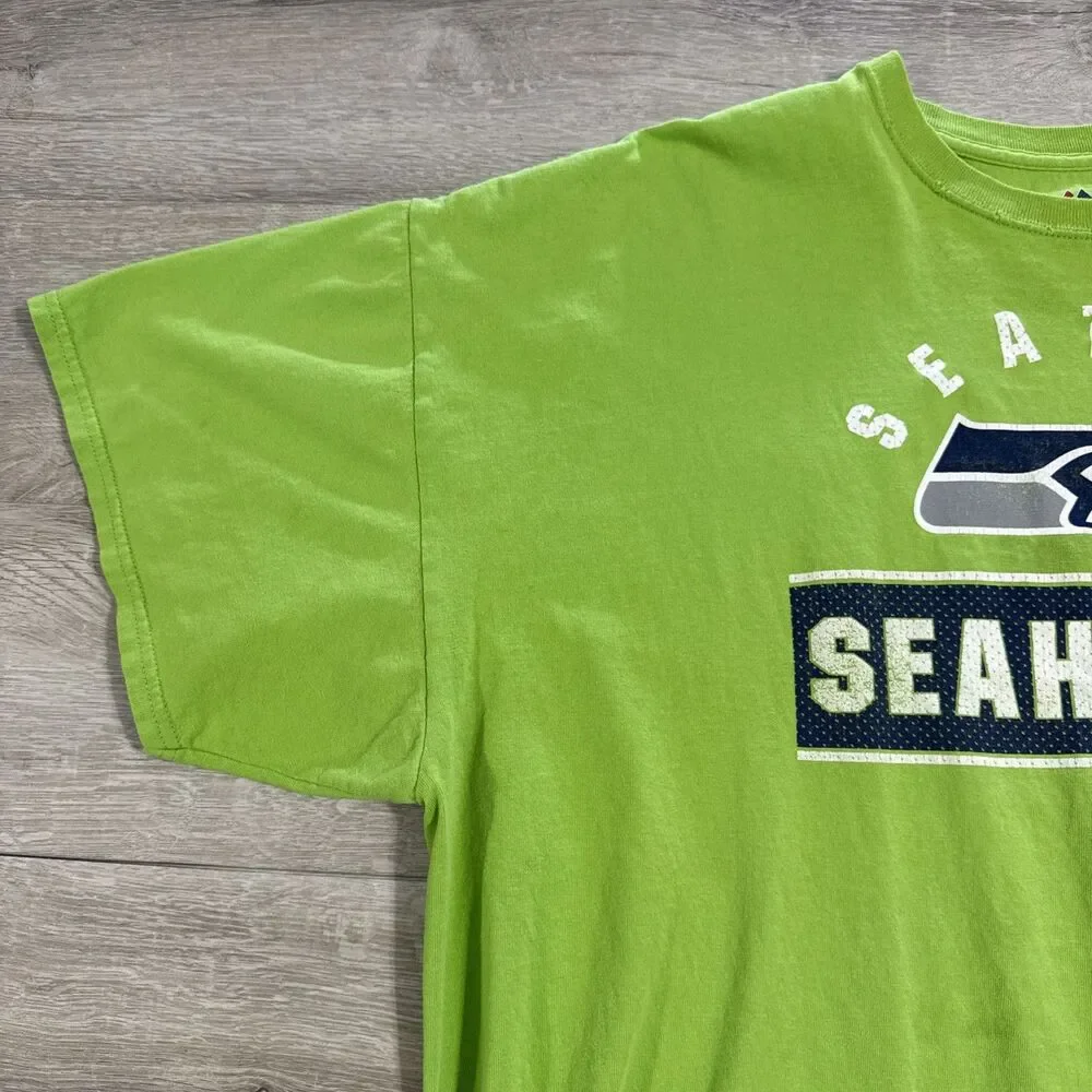 Seattle Seahawks Football Shirt Majestic Men's Green Tee 2XL